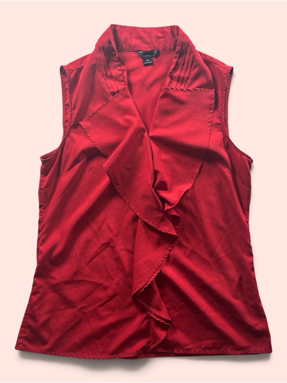 Banana Republic Petite Red Ruffle Blouse Sleeveless PS